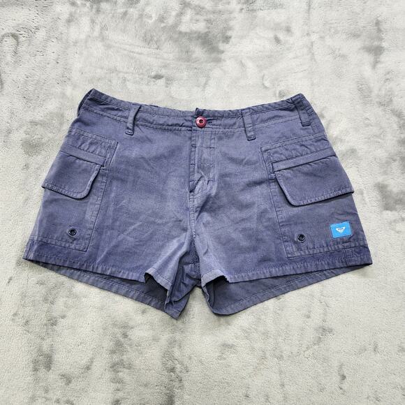 Vintage 90s Roxy Quicksilver Shorts Womens 3 Juniors Gray Cargo Boardshort Beach - Picture 1 of 11